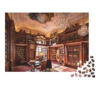 Old Library Personas Mayores Puzzles 1000 Piezas Reciclado Book Room Puzzles Puzzle Juego Props Family Gaming Time Educativo Juego Challenge Gift 38x26cm/1000pcs