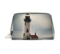 Old Lighthouse-Standard-Scale-2_00x Estuche de belleza portátil impreso, bolsa de viaje compacta con ranuras interiores organizadas para uso diario, Gold, One Size