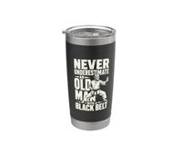 Old Man Black Belt Karate Artes Marciales Vaso térmico de acero inoxidable de doble pared