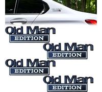 Old Man Edition Car Emblem, 3D Metal Sticker Badge, Funny Edition Nameplate Decal for Side Rear Tailgate Bumper, Waterproof Adhesive (4pcs A)