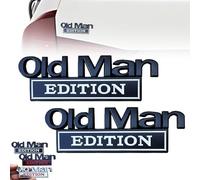 Old Man Edition Car Emblem, 3D Metal Sticker Badge, Funny Edition Nameplate Decal for Side, Tailgate, Bumper, Weatherproof Nameplate Decal for Truck SUV Motorcycle (Black and White)