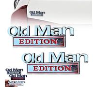 Old Man Edition Car Emblem, 3D Metal Sticker Badge, Funny Edition Nameplate Decal for Side, Tailgate, Bumper, Weatherproof Nameplate Decal for Truck SUV Motorcycle (Silver and Red)