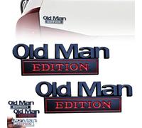 Old Man Edition Car Emblem, 3D Metal Sticker Badge, Funny Edition Nameplate Decal for Side, Tailgate, Bumper, Weatherproof Nameplate Decal for Truck SUV Motorcycle (Black and Red)