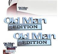 Old Man Edition Car Emblem, 3D Metal Sticker Badge, Funny Edition Nameplate Decal for Side, Tailgate, Bumper, Weatherproof Nameplate Decal for Truck SUV Motorcycle (Silver and Black)