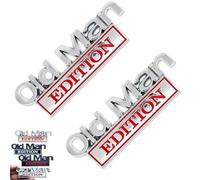 Old Man Edition Car Emblem, Old Man Addition Car Emblem, 3D Metal Badge Car Stickers Decals, For Car, Truck, SUV, Motorcycle, Badges for Tailgate, Hood, Side, Waterproof Adhesive (Chrome Red)