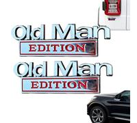 Old Man Edition Car Emblem,Old Man Edition - 3D Emblem Sticker Badge,Funny Edition Nameplate Decal for Side Rear Tailgate Bumper,for Car Truck SUV & Motorcycle (Silver Red,2PCS)