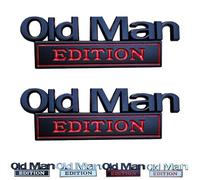 Old Man Edition Car Emblem, Old Man Edition Emblem Truck Stickers for Men, Waterproof 3D Metal Car Badges Emblems, Nameplate Decal for Side Rear Tailgate Bumper, for Truck Motorcycle (Black-Red)