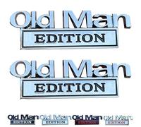 Old Man Edition Car Emblem, Old Man Edition Emblem Truck Stickers for Men, Waterproof 3D Metal Car Badges Emblems, Nameplate Decal for Side Rear Tailgate Bumper, for Truck Motorcycle (Silver-Black)
