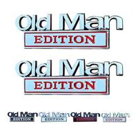Old Man Edition Car Emblem, Old Man Edition Emblem Truck Stickers for Men, Waterproof 3D Metal Car Badges Emblems, Nameplate Decal for Side Rear Tailgate Bumper, for Truck Motorcycle (Silver-Red)