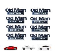 Old Man Edition Car Emblem, Represeint Old Man Edition Car Emblem,2/4/8 PCS Oldman Addition Cars Emblems, 3D Metal Cars Emblems Set, for Truck Motorcycle SUV (Black White,8PCS)