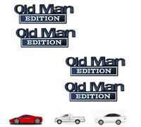 Old Man Edition Car Emblem, Represeint Old Man Edition Car Emblem,2/4/8 PCS Oldman Addition Cars Emblems, 3D Metal Cars Emblems Set, for Truck Motorcycle SUV (Black White,4PCS)