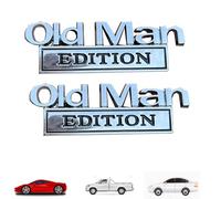 Old Man Edition Car Emblem, Represeint Old Man Edition Car Emblem,2/4/8 PCS Oldman Addition Cars Emblems, 3D Metal Cars Emblems Set, for Truck Motorcycle SUV (Silver Black,2PCS)