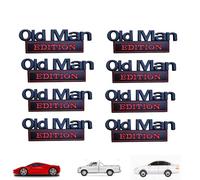 Old Man Edition Car Emblem, Represeint Old Man Edition Car Emblem,2/4/8 PCS Oldman Addition Cars Emblems, 3D Metal Cars Emblems Set, for Truck Motorcycle SUV (Black Red,8PCS)