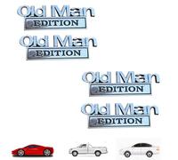 Old Man Edition Car Emblem, Represeint Old Man Edition Car Emblem,2/4/8 PCS Oldman Addition Cars Emblems, 3D Metal Cars Emblems Set, for Truck Motorcycle SUV (Silver Black,4PCS)