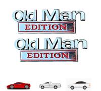 Old Man Edition Car Emblem, Represeint Old Man Edition Car Emblem,2/4/8 PCS Oldman Addition Cars Emblems, 3D Metal Cars Emblems Set, for Truck Motorcycle SUV (Silver Red,2PCS)