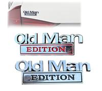 Old Man Edition Car Emblem, Tailgate Decal for Side Rear Tailgate Bumper, Funny Edition Nameplate Decal for Side Rear Tailgate Bumper, Waterproof Adhesive for Car Truck SUV Motorcycle (A+D)