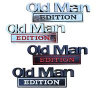 Old Man Edition Car Emblem, Tailgate Decal for Side Rear Tailgate Bumper, Funny Edition Nameplate Decal for Side Rear Tailgate Bumper, Waterproof Adhesive for Car Truck SUV Motorcycle (A+B+C+D)