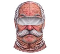 Old Man Ski Mask,Funny Realistic Face Printed Balaclava3D Printed Full Face | 3D Face Print,Realistic Wrinkles and a Prominent Mustache,for Skiing Snowboarding Outdoor Parties and Funny Gifts
