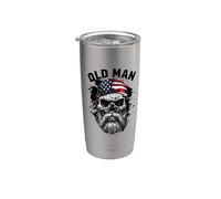 Old Man Skull Patriota USA Bandera Bandana Vaso térmico de acero inoxidable de doble pared