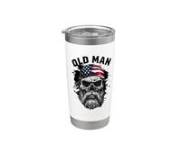 Old Man Skull Patriota USA Bandera Bandana Vaso térmico de acero inoxidable de doble pared