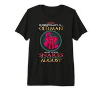 Old Man Who Loves Snakes and Was Born In August Birthday Camiseta Premium