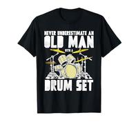 Old Man with a Drum Set Retro Drummer Music Artwork Camiseta