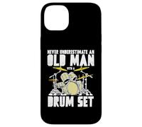 Old Man with a Drum Set Retro Drummer Music Artwork Carcasa para iPhone 14 Plus