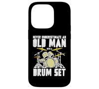 Old Man with a Drum Set Retro Drummer Music Artwork Carcasa para iPhone 14 Pro