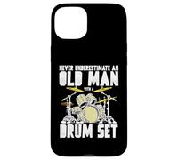Old Man with a Drum Set Retro Drummer Music Artwork Carcasa para iPhone 15 Plus