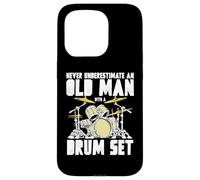 Old Man with a Drum Set Retro Drummer Music Artwork Carcasa para iPhone 15 Pro