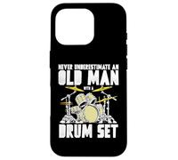 Old Man with a Drum Set Retro Drummer Music Artwork Carcasa para iPhone 16 Pro