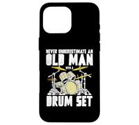 Old Man with a Drum Set Retro Drummer Music Artwork Carcasa para iPhone 16 Pro MAX