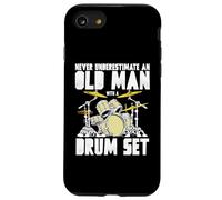 Old Man with a Drum Set Retro Drummer Music Artwork Carcasa para iPhone SE (2020) / 7/8