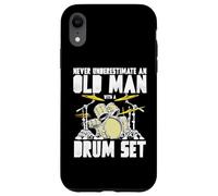 Old Man with a Drum Set Retro Drummer Music Artwork Carcasa para iPhone XR