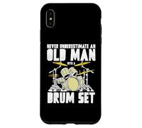 Old Man with a Drum Set Retro Drummer Music Artwork Carcasa para iPhone XS MAX