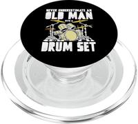 Old Man with a Drum Set Retro Drummer Music Artwork PopSockets PopGrip para MagSafe