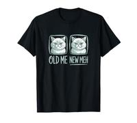 Old Me New Meh Funny Sarcástico Gato Camiseta