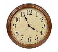 Old Oak 16-Inch Solid Wood Silent Non-Ticking Decorative Wall Clock with Large Arabic Numerals
