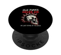 Old Punks Never Die Skull Punk Rock Música Heavy Metal Retro PopSockets PopGrip Adhesivo