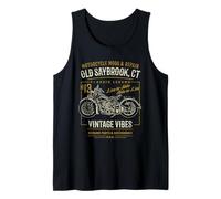 Old Saybrook CT USA - Diseño de Motocicleta Estilo Retro Envejecido Camiseta sin Mangas