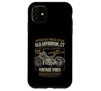 Old Saybrook CT USA - Diseño de Motocicleta Estilo Retro Envejecido Carcasa para iPhone 11