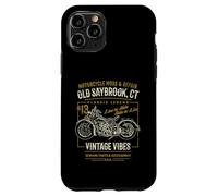 Old Saybrook CT USA - Diseño de Motocicleta Estilo Retro Envejecido Carcasa para iPhone 11 Pro