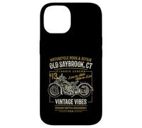 Old Saybrook CT USA - Diseño de Motocicleta Estilo Retro Envejecido Carcasa para iPhone 14