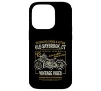 Old Saybrook CT USA - Diseño de Motocicleta Estilo Retro Envejecido Carcasa para iPhone 14 Pro