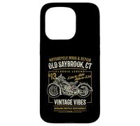 Old Saybrook CT USA - Diseño de Motocicleta Estilo Retro Envejecido Carcasa para iPhone 15 Pro