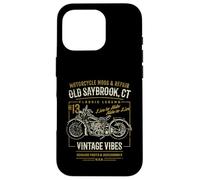Old Saybrook CT USA - Diseño de Motocicleta Estilo Retro Envejecido Carcasa para iPhone 16 Pro
