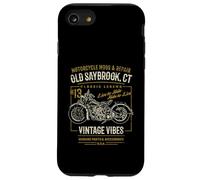 Old Saybrook CT USA - Diseño de Motocicleta Estilo Retro Envejecido Carcasa para iPhone SE (2020) / 7/8
