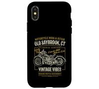 Old Saybrook CT USA - Diseño de Motocicleta Estilo Retro Envejecido Carcasa para iPhone X/XS