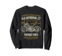 Old Saybrook CT USA - Diseño de Motocicleta Estilo Retro Envejecido Sudadera