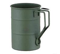 Old School 304 Taza de camping de acero inoxidable 370ml Taza de café resistente al aire libre para senderismo, viajes, té, cerveza, agua, plata, verde, negro (verde)